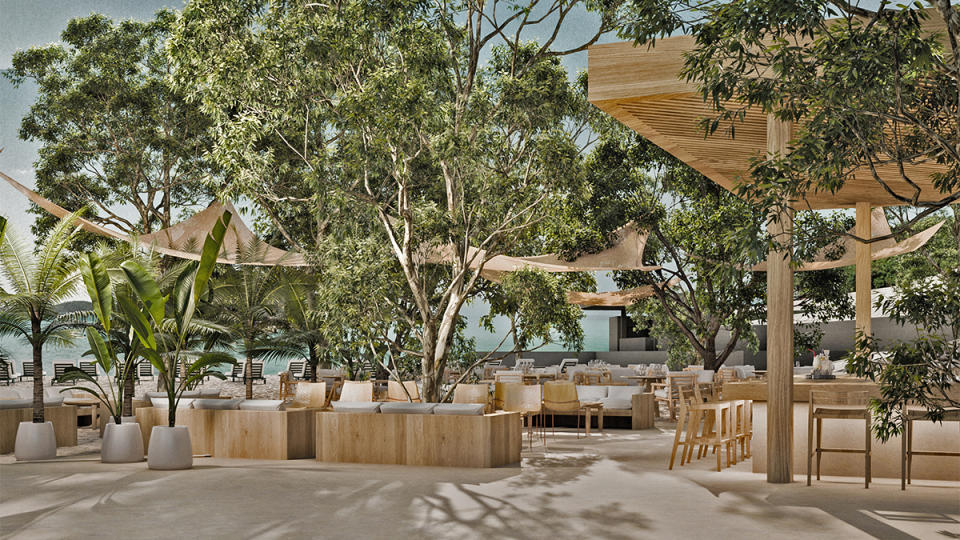 Maxx Royal Bodrum sunlit beach bar.