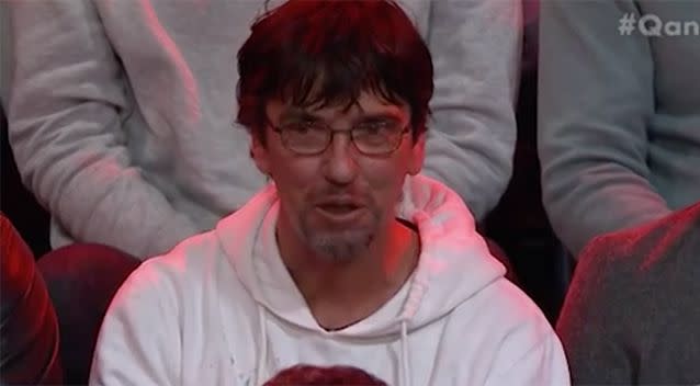 Duncan Storrar addressed the politicians with his concerns during <i>Q&A</i> on Monday night. Photo: ABC