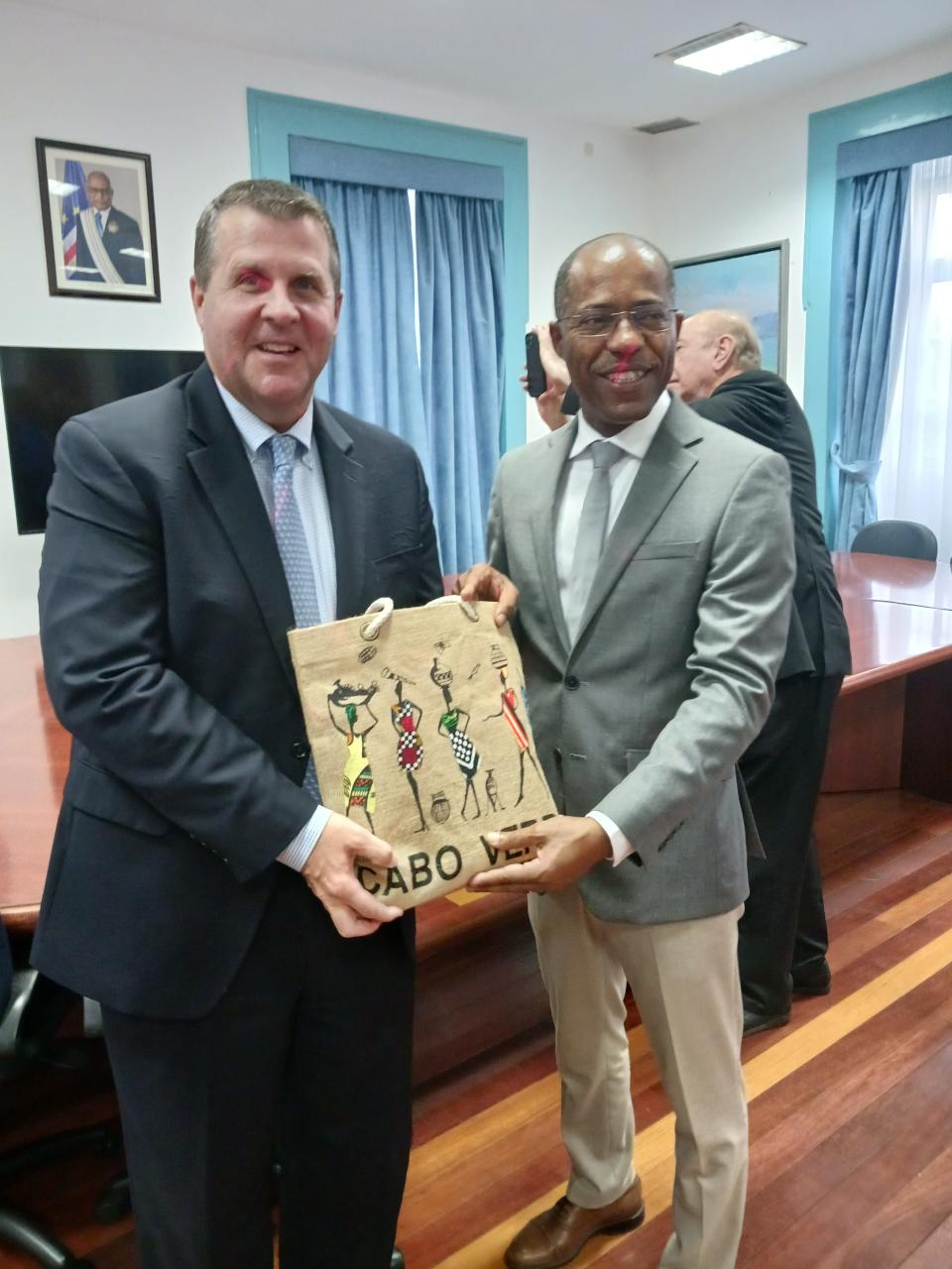 Brockton Mayor Robert Sullivan, left, with Praia Mayor Francisco Carvalho during a visit to Cape Verde in December 2022.