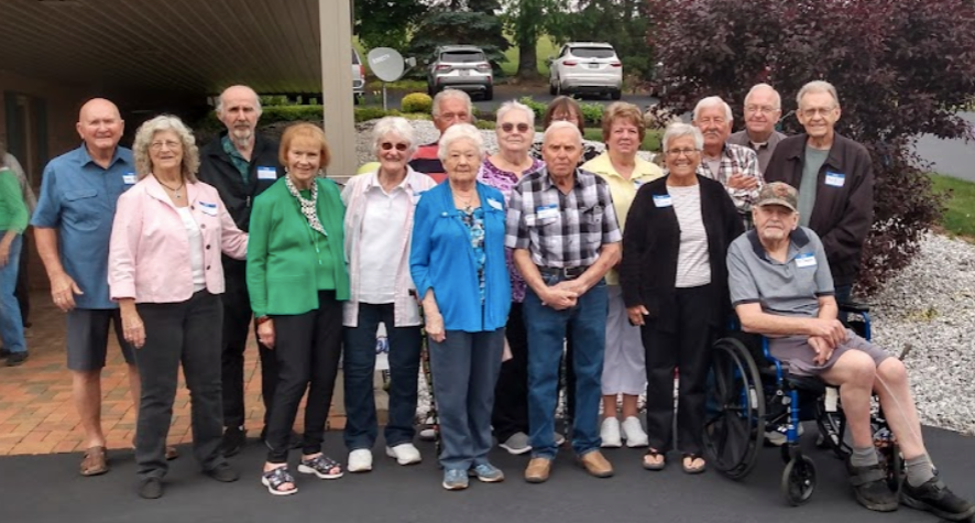 Members of the Northwestern High School class of 1960 who attended a recent reunion are: Emerson Stull, back left, Keith Dreibelbis, Gary Peacock, Barbara (Smith) Short, Mary Ellen (Ladrach) Gortner, Ruth Ann (Spitler) Allison, John McClure, Dwight Wasson, Paul Kopec; Linda (Good) Bartlett, front left, Joyce Good, June (Palmer) Yoder, Marilyn (Shank) Stull, Elmer Zimmerman, Linda (Zimmerman) Smucker and Tom Chapman.