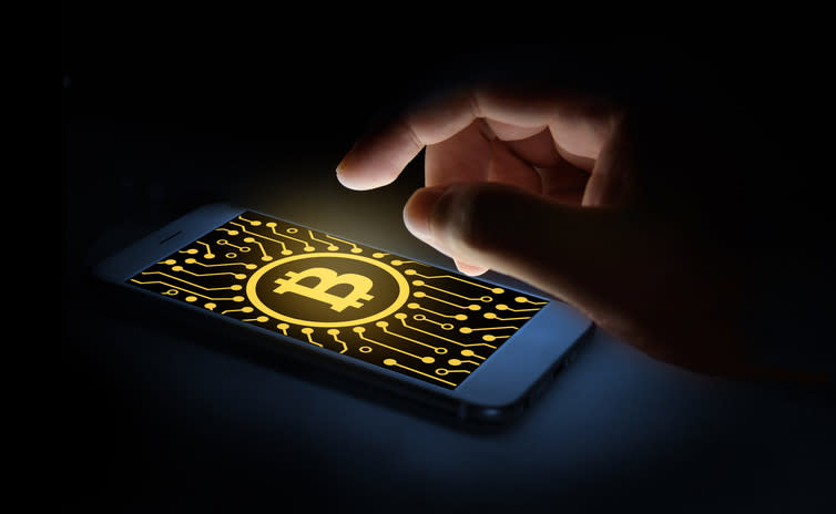 <span class="caption">Online privacy would be tightened up with blockchain, as individuals would have secure control over their own personal data.</span> <span class="attribution"><a class="link " href="https://www.shutterstock.com/image-photo/cyptocurrency-digital-money-concept-imagebitcoin-sign-483273430" rel="nofollow noopener" target="_blank" data-ylk="slk:Shutterstock;elm:context_link;itc:0;sec:content-canvas">Shutterstock</a></span>