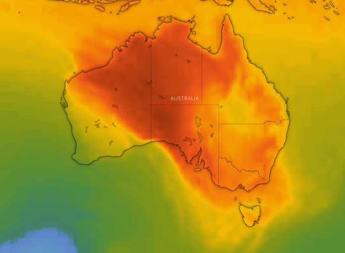 Australia's heat map at 3pm on Thursday. Source: Windy.com