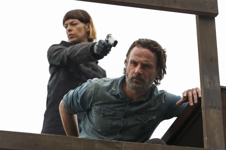 Pollyanna McIntosh as Jadis and Andrew Lincoln as Rick in <i>The Walking Dead</i>. (Photo: AMC)