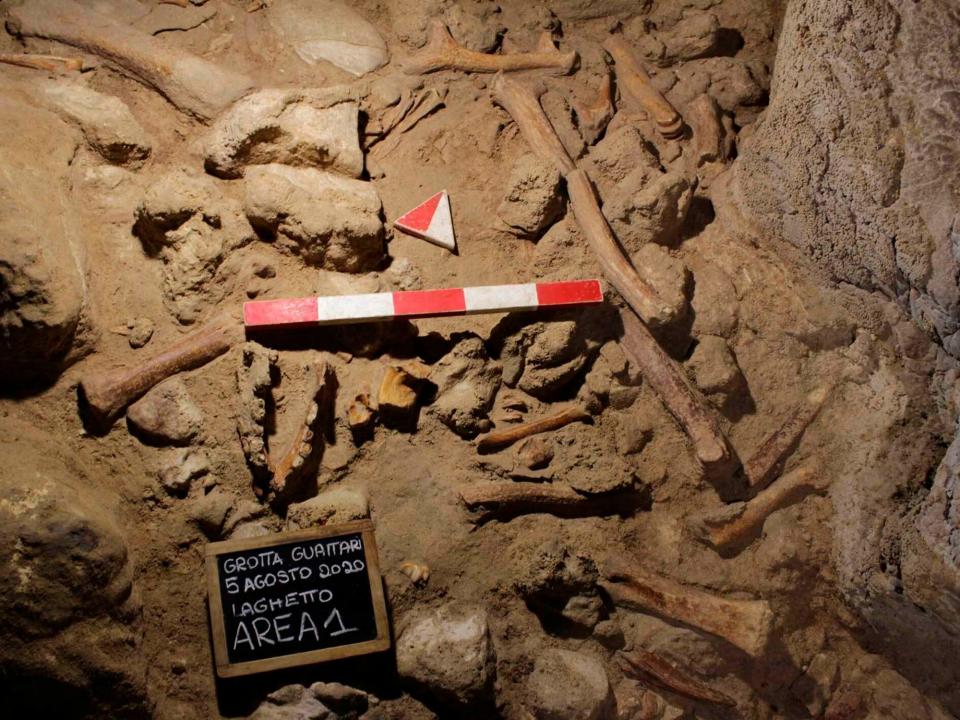 An image released by the Italian Culture Ministry shows a cave near Rome where Neanderthal fossil findings were discovered. The ministry confirmed that the Guattari Cave in San Felice Circeo is “one of the most significant places in the world for the history of Neanderthals.”