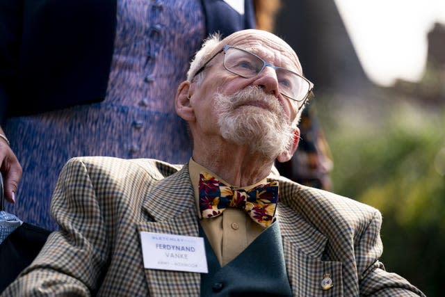 Veterans Ferdynand Vanke attends his first reunion as he returns to the scene of his wartime service at the annual Bletchley Park reunion at Bletchley Park in Milton Keynes,