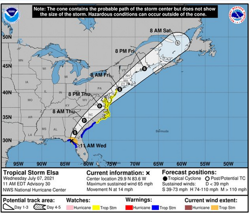 Outer bands of rain from the remnants of Tropical Storm Elsa should arrive in the Charlotte area on Thursday morning, July 8, 2021, and stick around throughout the day, a National Weather Service meteorologist said.