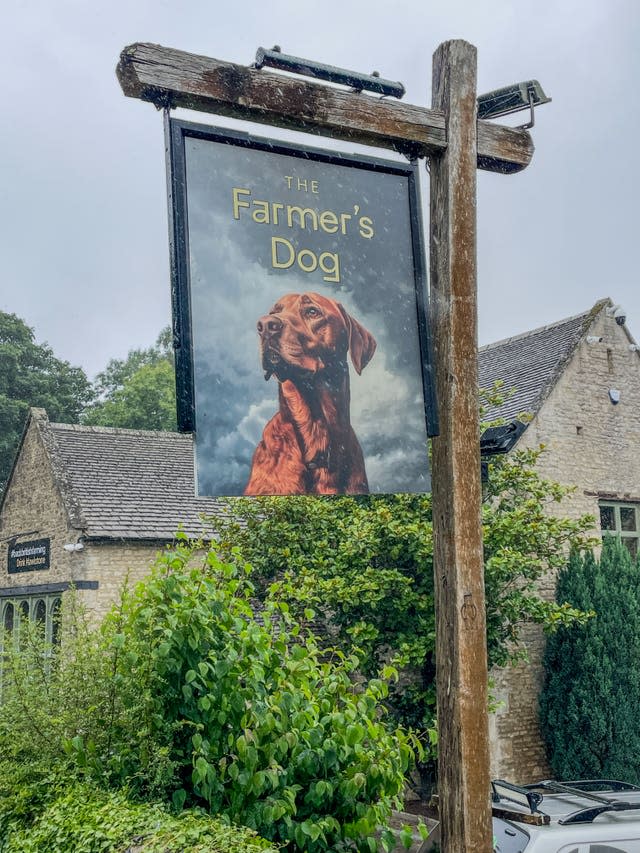 Jeremy Clarkson’s pub sign showing a fox red Labrador and the words 'The Farmer's Dog'