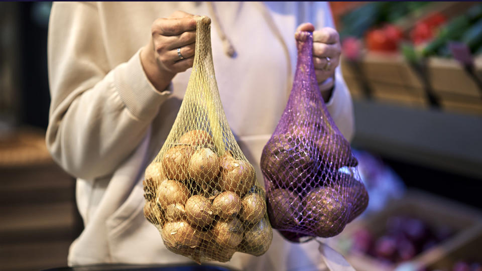 Mesh produce bags that are great for helping to deep clean a car