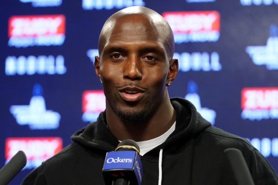 FILE - New England Patriots safety Devin McCourty faces reporters following an NFL football practice, Wednesday, Dec. 21, 2022, in Foxborough, Mass. McCourty is retiring from the NFL, ending a 13-year run with the team that included winning three Super Bowl rings. (AP Photo/Steven Senne, File)