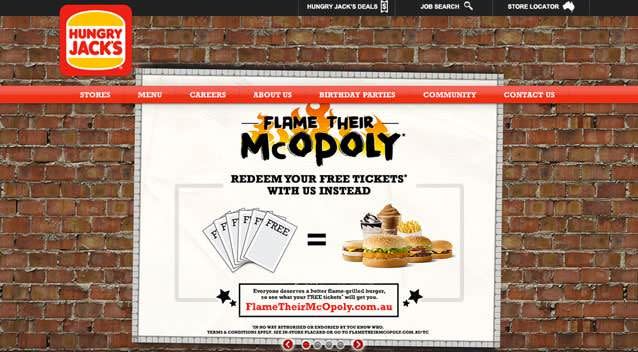 The ad as seen on the Hungry Jacks website. Photo: Supplied