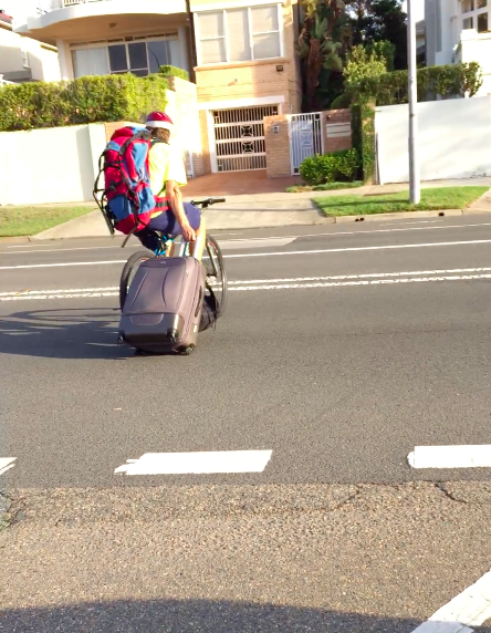 The man can be seen joining a busy main road in Vaucluse. Source: Supplied