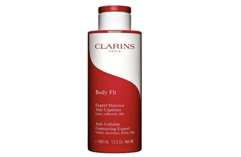 Clarins Body Fit, 400ml comes in red and white packaging.