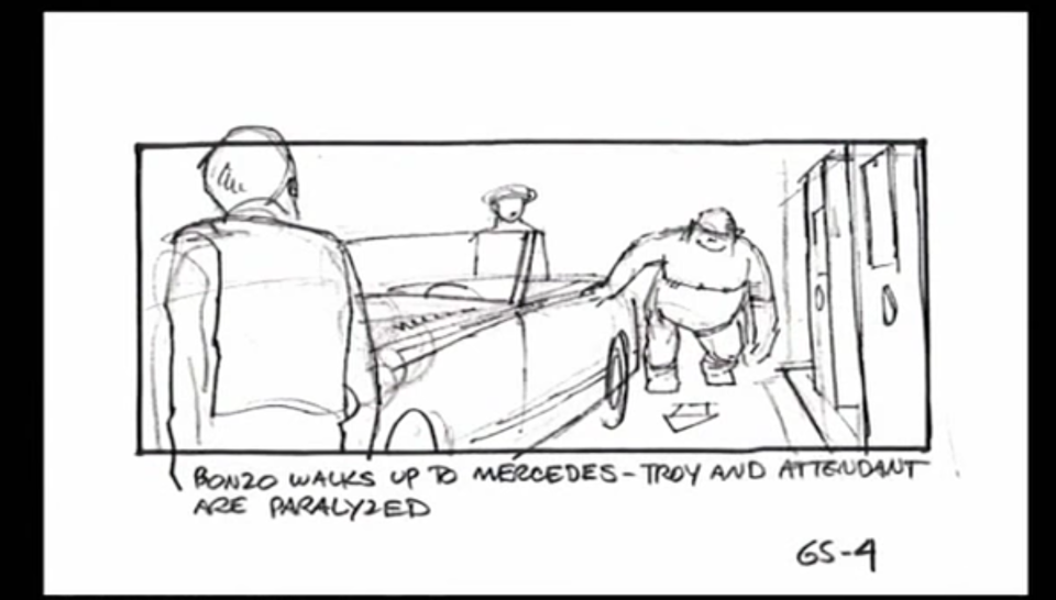 A storyboard for a deleted scene from 'The Goonies' involving a pair of troublemaking gorillas (Photo: The Donners' Company/YouTube)