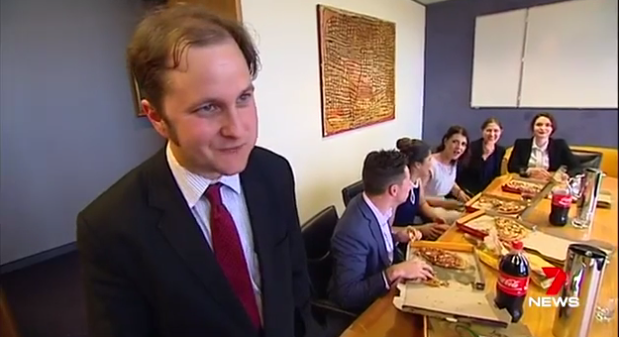 Tim Driscoll took on Dominos after his order failed to show up. Photo: 7 News.