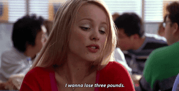 A GIF from Mean Girls of Regina George saying 'I wanna lose three pounds'