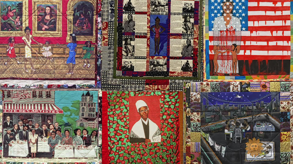 A montage of Faith Ringgold story quilts.  / Credit: CBS News