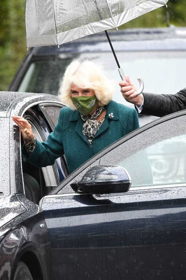 Camilla wore a face mask during her visit to Northern Ireland. Tim Rooke/PA Wire