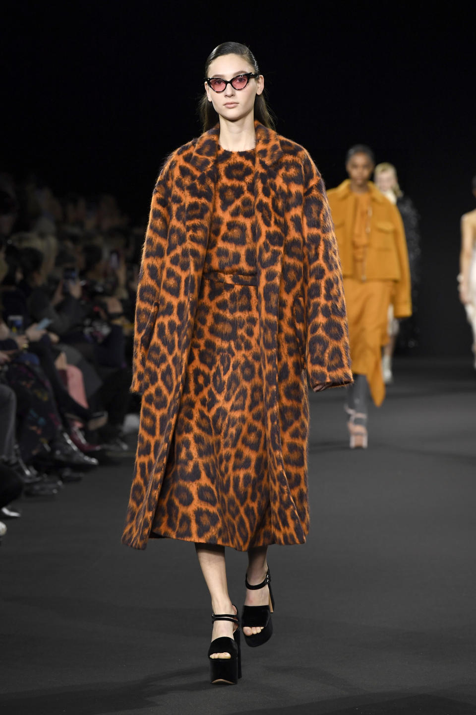 A model walks the runway at the Rochas fall/winter 2020/2021 show during Paris Fashion Week on Feb. 26.&nbsp;