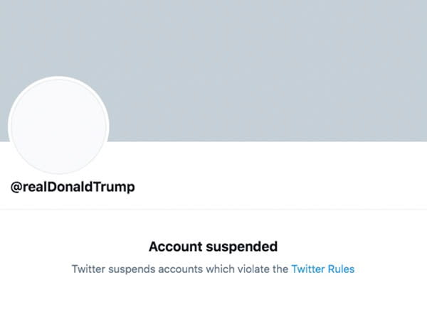 Screengrab of permanently suspended Twitter account of U.S. President Donald Trump