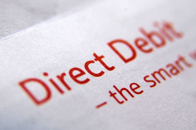 Royalty free photograph of direct debit form UK