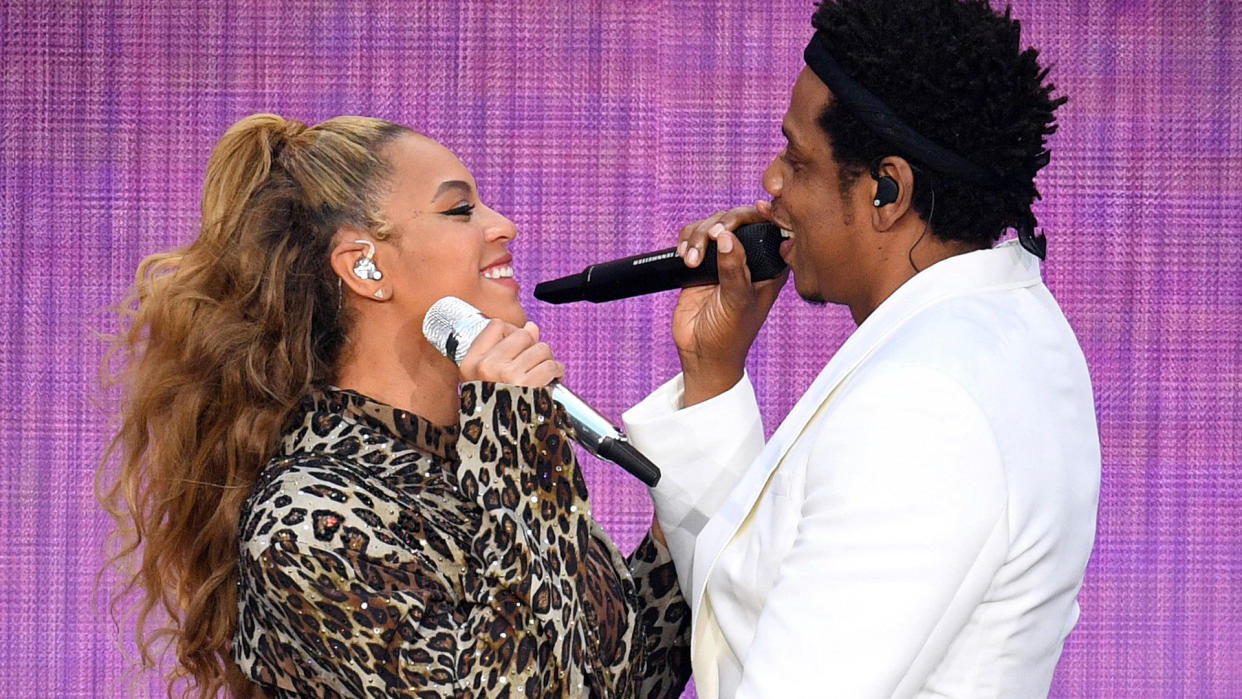 Photo by James Gourley/PictureGroup/REX/Shutterstock (9716444a)Beyonce Knowles and Jay ZBeyonce and Jay-Z in concert, 'On The Run II Tour', The London Stadium, UK - 16 Jun 2018.