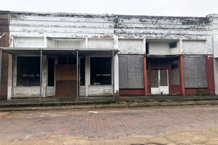 Closed storefront businesses are pictured in downtown Itta Bena, Mississippi, U.S., February 11, 2019. REUTERS/Howard Schneider