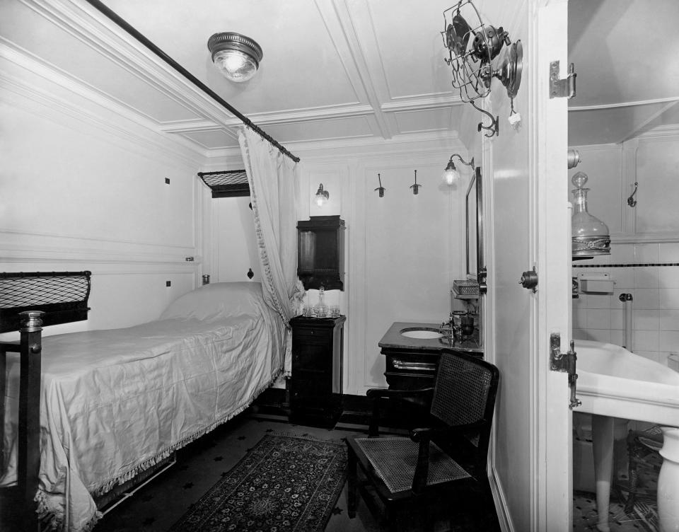 First class cabin of transatlantic liner augustus. 1930s.