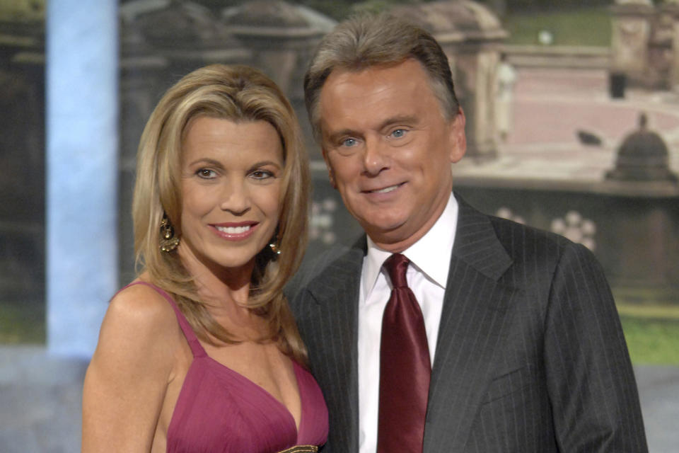 Vanna White, left, and Pat Sajak 