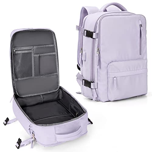 WONHOX Large Travel Backpack Women, Carry On Backpack,Hiking Laptop Backpack Waterproof Outdoor Sports Rucksack Casual Daypack (Purple) (AMAZON)