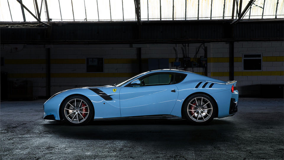 The 2017 Ferrari F12tdf from the side