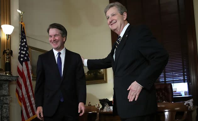 Sen. John Kennedy (R-La.) hanging out with angry man Brett Kavanaugh in July 2018 ahead of his Supreme Court confirmation hearing. (Photo: Win McNamee via Getty Images)