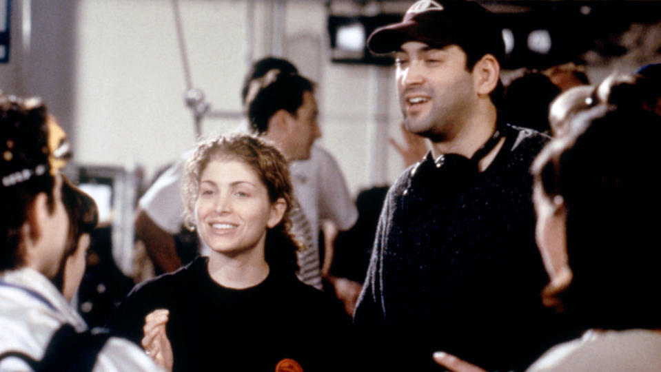 Co-writers and directors Deborah Kaplan Harry Elfont on the set of <em>Can’t Hardly Wait</em> (1998). (Columbia Pictures/Courtesy Everett Collection)