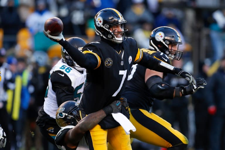 Ben Roethlisberger completed 37-of-58 passes for a Steelers post-season record 469 yards and five touchdowns against the Jacksonville Jaguars