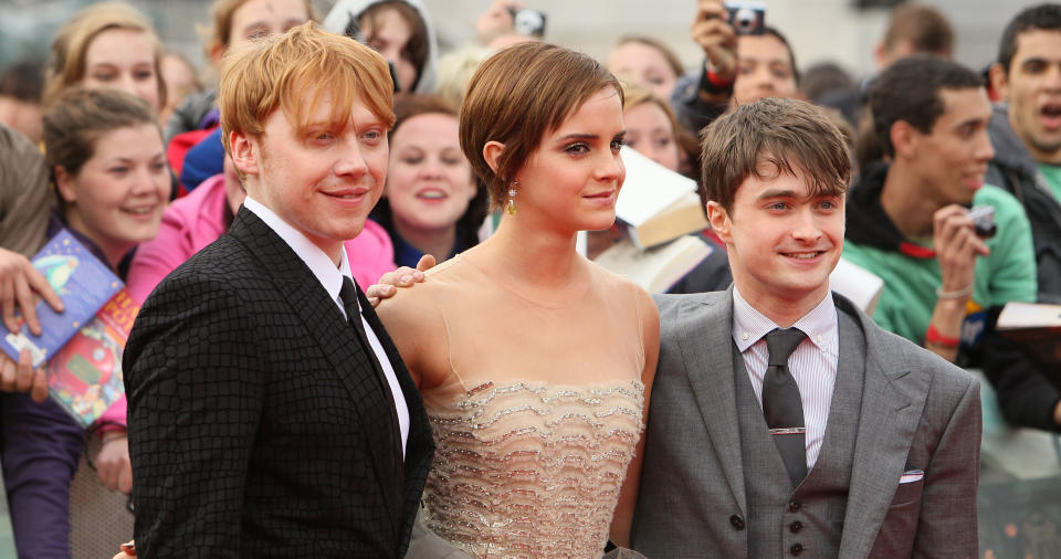 Grint with his Harry Potter co-stars Emma Watson and Daniel Radcliffe. (PA Images)