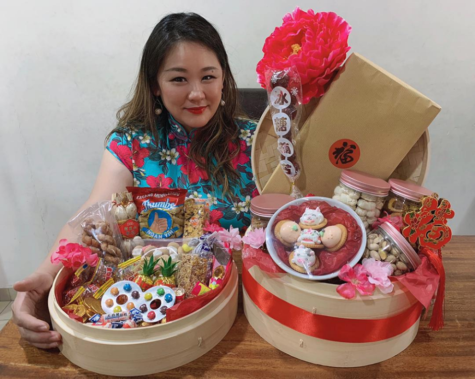 There are two choices of hampers by former beauty pageant contestant Vanessa Yoong. This is the Nostalgic Indulgence hamper consisting of popular tit-bits and food that promises to invoke that nostalgia feeling to the recipients. — Photo courtesy of Vanessa Yoong