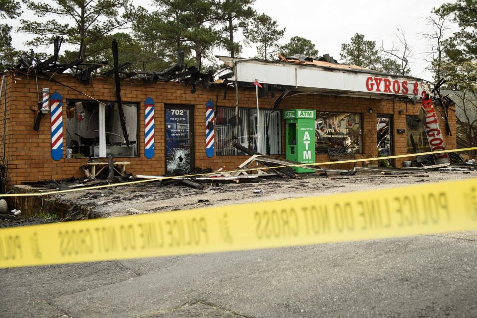 Gyro Kings restaurant and ACC Sports Cuts barbershop on the 700 block of N. Reilly Road were destroyed in a fire on Wednesday, March 23, 2022.