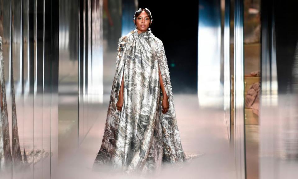 Naomi Campbell closed the show in a silver cape.