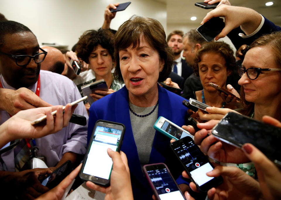 Sen. Susan Collins (R-Maine) speaks to reporters June 22 after Senate Republicans unveiled a&nbsp;version of legislation to&nbsp;replace Obamacare. (Photo: Joshua Roberts / Reuters)