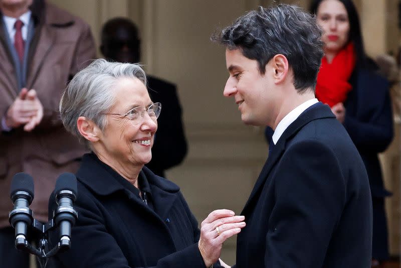 Handover ceremony for France's newly appointed PM Attal in Paris