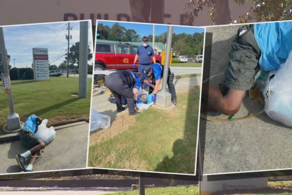 Unidentified patient found on sidewalk near hospital. WSBTV Screenshot