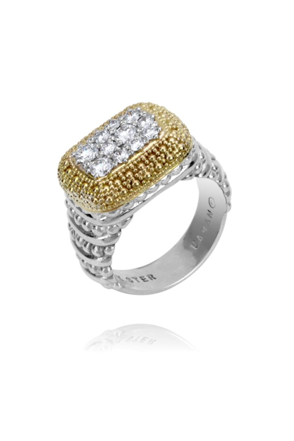 Beaded Gold and Silver Diamond Ring