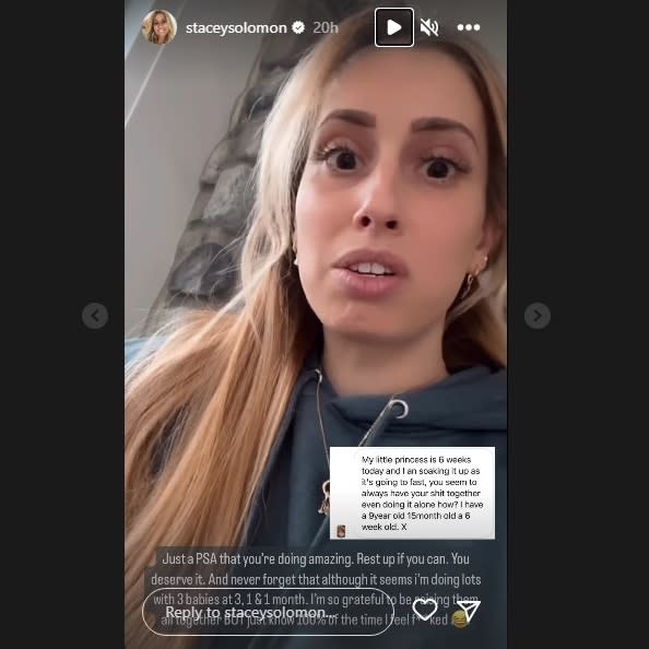 Stacey Solomon told fans it isn't all smooth-sailing. (Stacey Solomon Instagram)