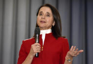 In this Feb. 13, 2020, photo, Mary Miller, one of the Baltimore City mayoral candidates in the Democratic primary, speaks at an event in Baltimore. (Amy Davis/The Baltimore Sun via AP)