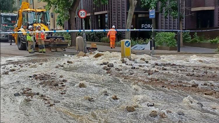 Floodwater on Pentonville Road on Sunday morning