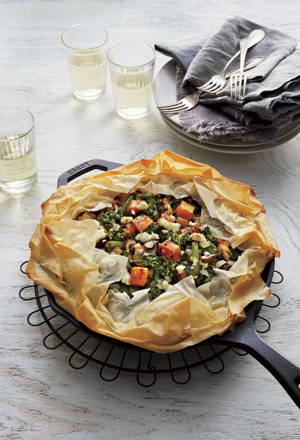 Skillet Vegetable Pie with Goat Cheese