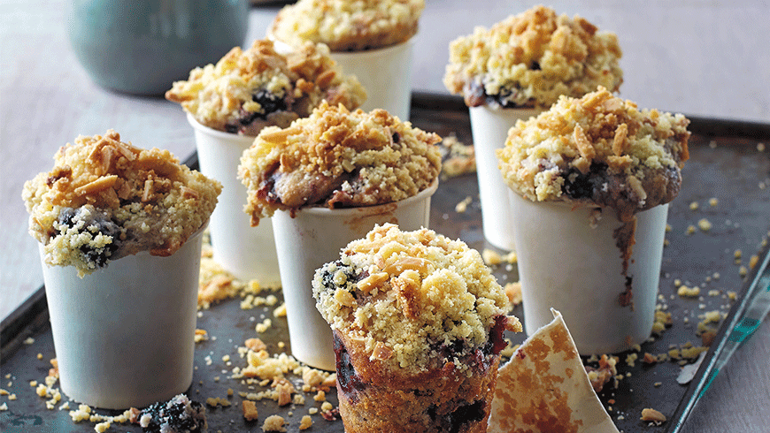 Apple and blackberry crumble muffins from Cooked: Food for Friends. Photo: Supplied