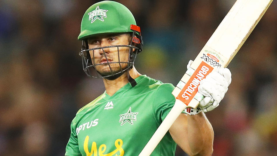 Melbourne Stars batsman Marcus Stoinis has been fined $7500 after directing a homophobic taunt at opponent Kane Williamson. (Photo by Daniel Pockett/Getty Images)