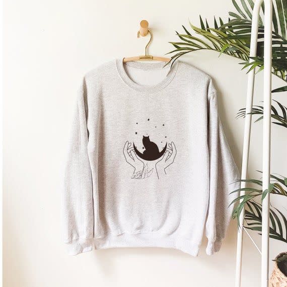 13) Cat On The Crescent Moon Sweatshirt