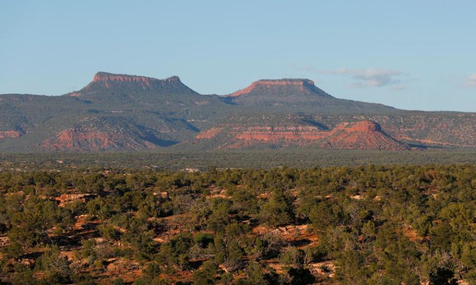 The two bluffs known as Bears Ears at sunset in the Bears Ears national monument. Donald Trump’s interior secretary is seeking to shrink the monument.