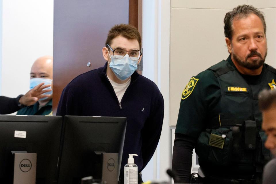 Marjory Stoneman Douglas High School shooter Nikolas Cruz is led into court for the penalty phase of his trial at the Broward County Courthouse in Fort Lauderdale on Thursday, July 21, 2022. Cruz previously plead guilty to all 17 counts of premeditated murder and 17 counts of attempted murder in the 2018 shootings.